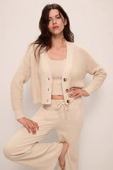 Recycled Cropped Cardigan Sweater