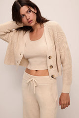 Recycled Cropped Cardigan Sweater