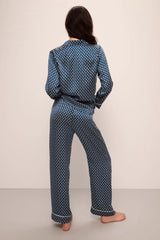 Inez Washable Silk Printed Long Pajama Set