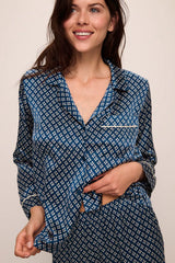 Inez Washable Silk Printed Long Pajama Set