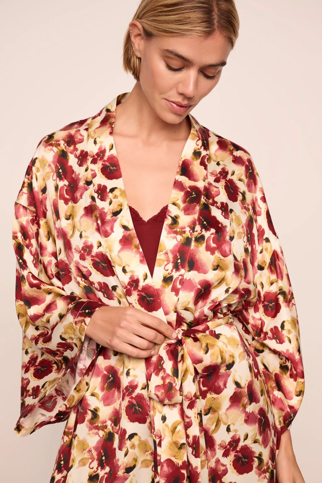 Eberjey x Lily Aldridge Inez Washable Silk Printed Robe