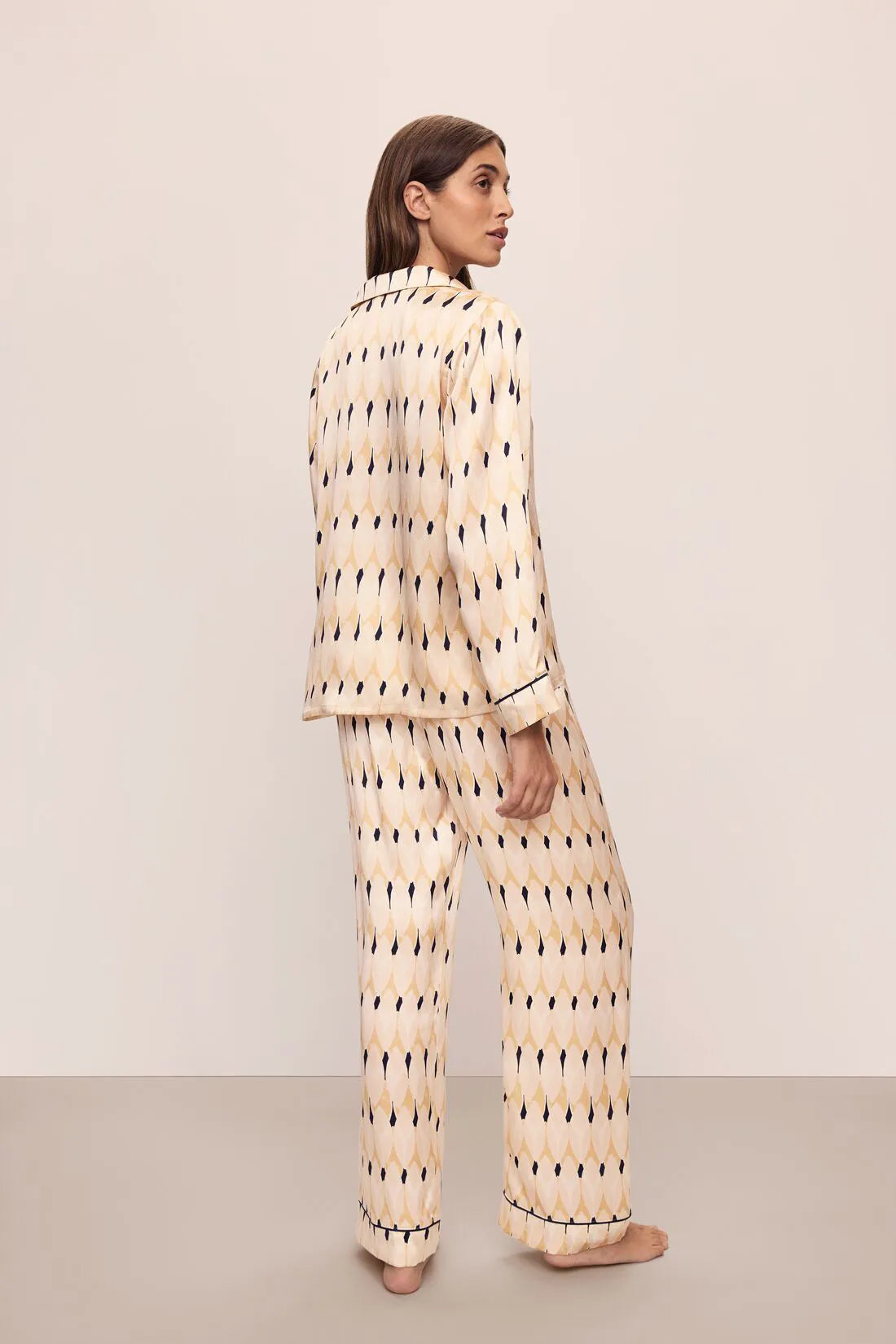 Inez Washable Silk Printed Long Pajama Set