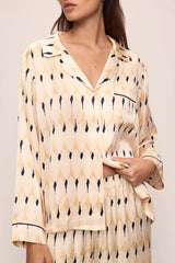 Inez Washable Silk Printed Long Pajama Set