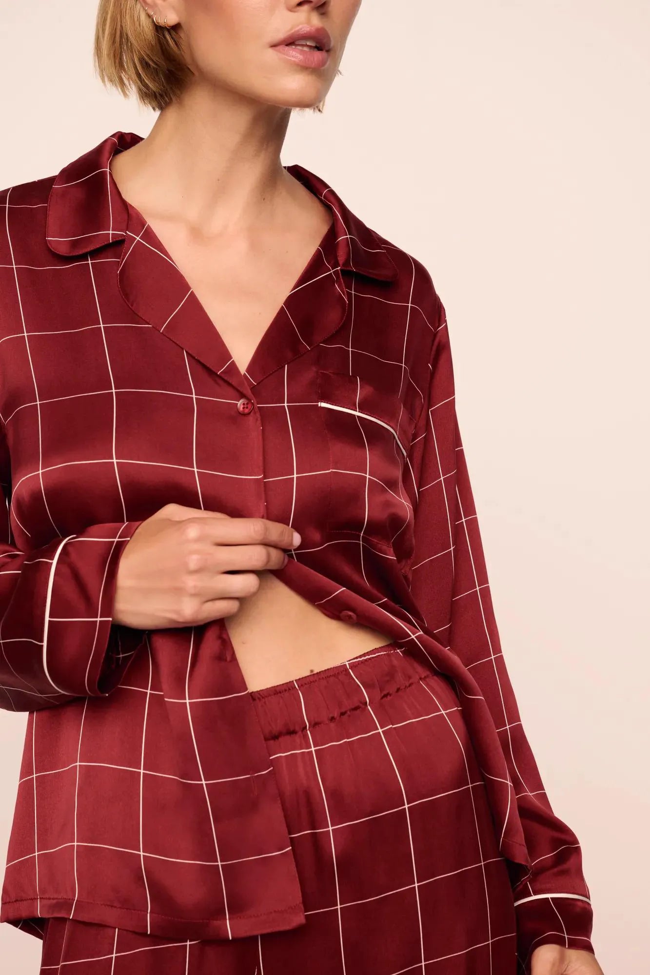 Eberjey x Lily Aldridge Inez Washable Silk Printed Long PJ Set